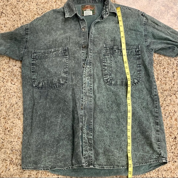 unique acid wash black/green denim button down - Picture 6 of 6